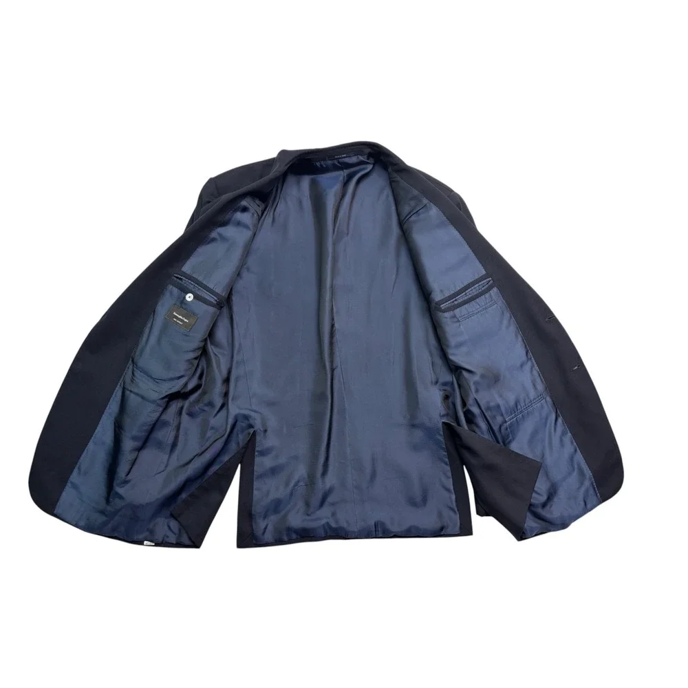 Ermenegildo Zegna 58 48R Navy Blue Cool Effect Hopsack Blazer Jacket Sport Coat